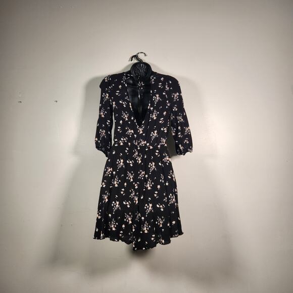 RUE21 Mini Dress Womens M Black Multi Floral Ditzy Cottagecore Dark Boho Summer - Picture 4 of 12